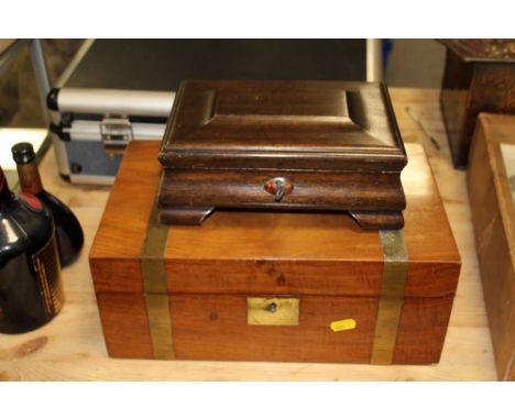 A VINTAGE WRITING SLOP TOGETHER WITH A TREEN BOX (2)