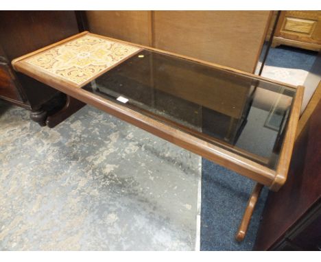 A RETRO TILE / GLASS COFFEE TABLE 