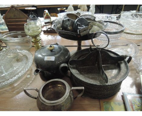 A selection of vintage plated wares including tazza etc