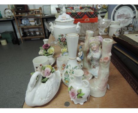 A selection of vintage ceramic including Shelley, Meissen style figures