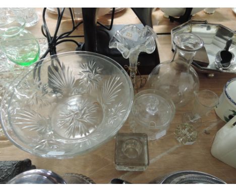 A selection of vintage glass wares some unusual pieces including early conical 