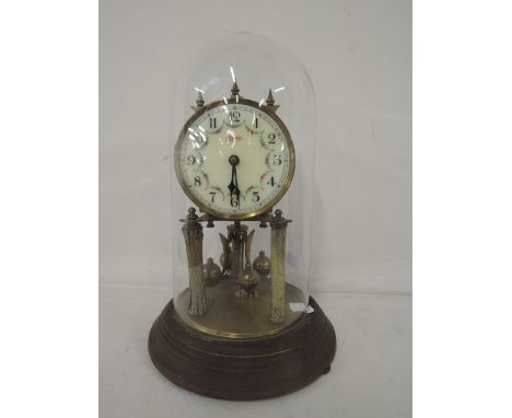 A Vintage Kern Anniversary Clock with glass globe and brass base A/F