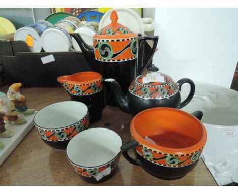 A part tea coffee service by Solian ware Soho Pottery bohemian style print