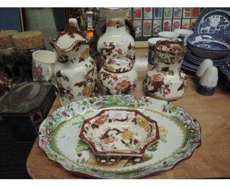 A selection of vintage ceramics by Mason's 'brown Velvet' and Copeland Late Spode plate