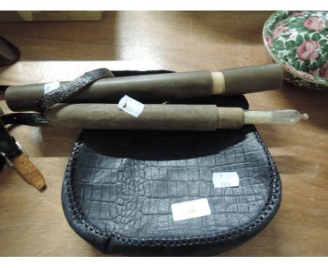 Two vintage dairy thermometers housed in treen cases