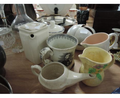 A selection of vintage ceramics including Poole pottery cup and saucers bowl jug etc