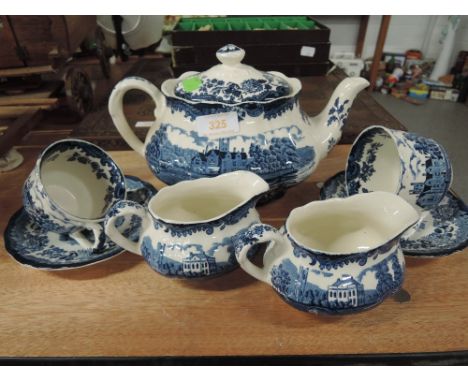 A part tea coffee service by Royal Worcester Avon scenes