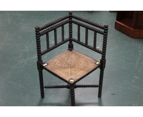 Bobbin turned square chair, height to seat 38 cm