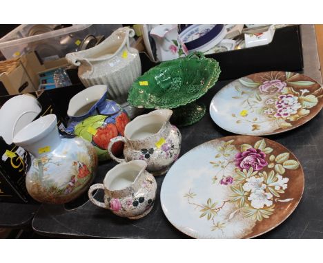 Collection of ceramic vases, jugs, plates and Majolica bowl (AF)