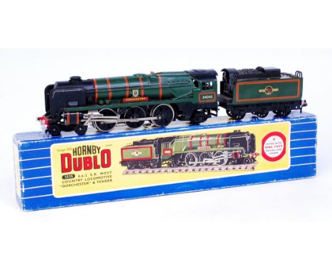 A Hornby Dublo 3 rail 3235 'Dorchester' engine and tender, with instructions (VG-BG)