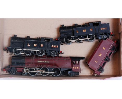 Hornby Dublo 3-rail LMS maroon 'Duchess of Atholl' engine and tender together with LMS serif and sans serif 0-6-2 tank engine