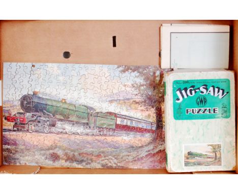 Chad Valley for Great Western Railway, jigsaw puzzle "Royal Route to the West", approx. 200 wooden pieces, artist G.H.Davies,