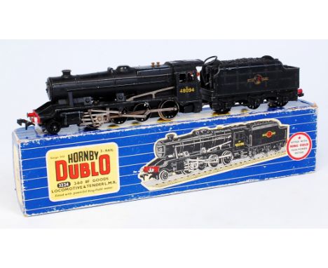 A  Hornby Dublo 3234 class 8F engine and tender No. 48094, with test tag, minor paint loss to raised edges (G-BG)