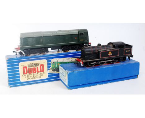 A Hornby Dublo L30 3-rail Bo-Bo diesel locomotive with instructions, some playwear (FG-BG) sold with EDL17 tank engine in pla