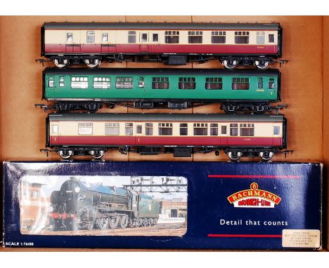 A Bachmann 31-406 LN Class 4-6-0 No. 30850 'Lord Nelson' in BR green (VG,BG), with 3 Bachmann coaches, BR Mk composite and Br