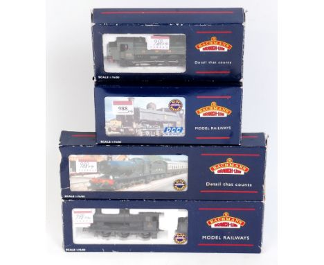 4 Bachmann locomotives 32-213DC 57XX pannier tank engine GWR green, DCC on board (G-BG), 32-2003 87XX pannier tank engine, GW