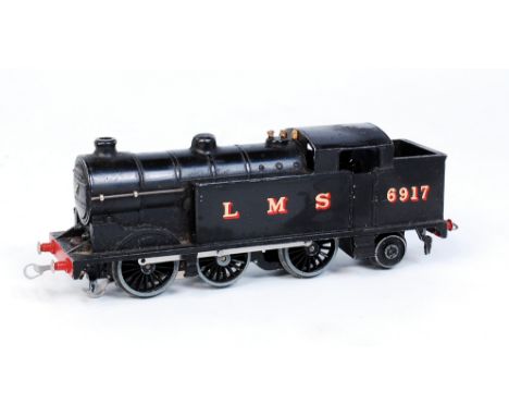 A Hornby Dublo prewar EDL7 LMS black tank engine, corrosion marks present (F-G)