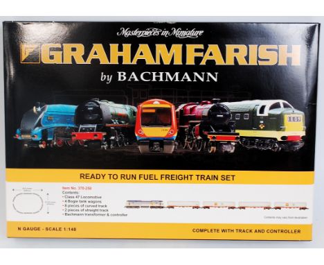 Graham Farish by Bachmann N Gauge 370-250 train set, appears as issued, comprising of diesel tank freight set with class 47 l