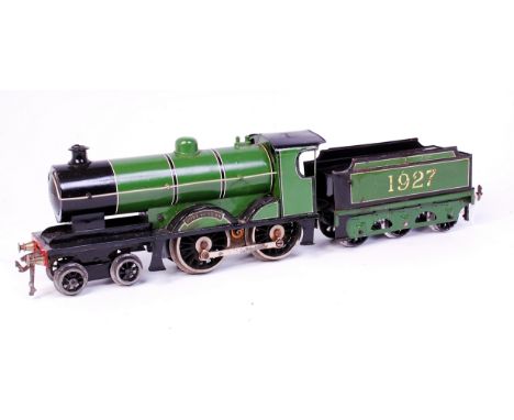 A Bassett Lowke LNER green 'Duke of York' engine and tender, electric, much touching-in to paintwork and over varnishing (F)