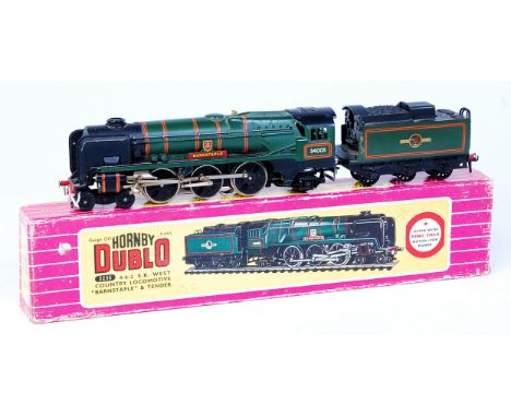 A Hornby Dublo 3-railed 'Barnstaple' engine and tender, in a 2235 box (G-BF)