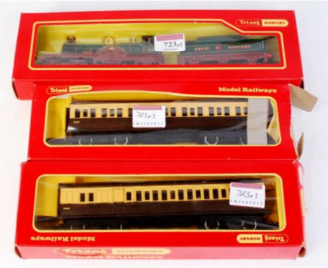 A Triang Hornby R354 'Lord of the Isles' engine and tender (G-BG) together with R332 and R333 clerestory coaches (G-BFG)