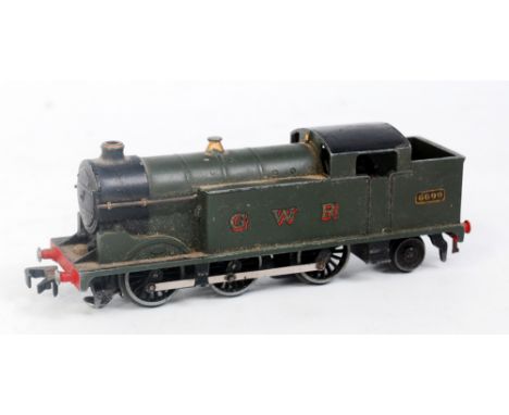 A Hornby Dublo 3-rail EDL7 GWR tank engine No. 6699, front coupling replaced (G)