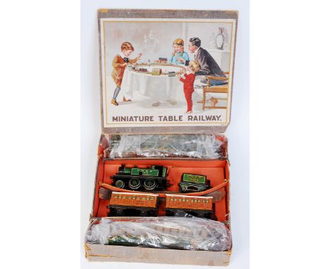Bing Table Top Railway boxed Train Set, comprising of clockwork LNER 504 2-4-0 Locomotive and tender, in LNER green, with 2 t