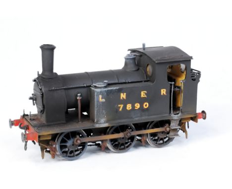 Kit built brass Connoisseur Models finescale 2-rail class J79 0-6-0 LNER tank engine No. 7890 weathered black finish with can