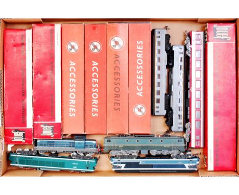 3 Jouef and 1 Lima SNCF locomotives, 2 diesel and 2 electric, together with 5 boxed and 3 unboxed Jouef/Playcraft SNCF coache