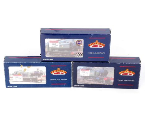Bachmann 32-075 56XX tank engine, 32-127 45XX tank engine and 32-204 87XX pannier tank engine, all GWR green (G-BG)