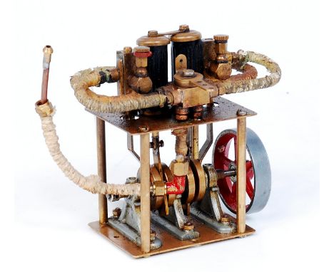 Krick of Germany, Twin Cylinder Marine Steam Engine, double actin with dual action cylinders, suspended on column supports, f