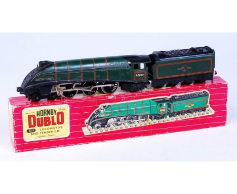 A Hornby Dublo 'Golden Fleece' engine and tender converted to 3-rail running, minor losses to lining on locomotive, with inst