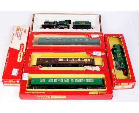Triang Hornby R868 Southern Malachite green class M7 tank engine, box with outer sleeve (G-BF), and olive green class L1 engi