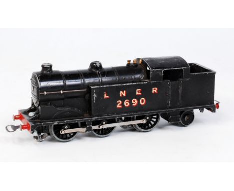 A  Hornby Dublo prewar EDL17 LNER black tank engine No. 2690 corrosion spots under paintwork (F-G)