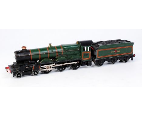 A Hornby Dublo 3-rail 'Bristol Castle' engine and tender, some paint loss to raised edges and one cabside number plate (G)
