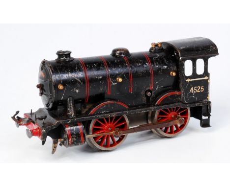 A Hornby No. 1 special 0-4-0 clockwork engine only, black No. 4525, no hand rails, front coupling damaged, much play wear (F)