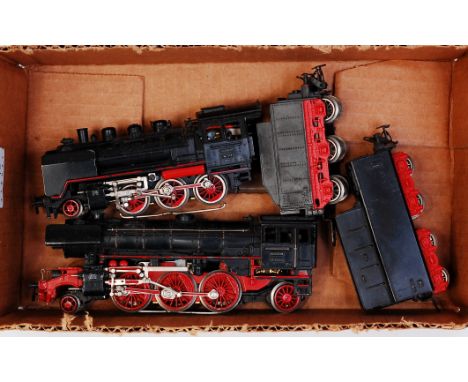 A Marklin 3-rail FM800 (3003) BR24 2-6-0 in DB black/red (G), and a DA800 (3005) BR23 2-6-2 in DB black/red (G)
