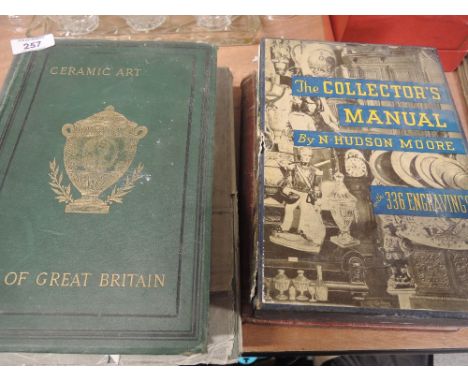 A collection of antique reference books including English Delft Pottery and Ceramic art dated 1883