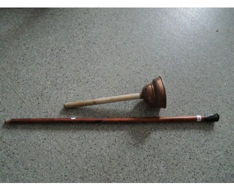 A vintage walking stick or cane with white metal knop in Indian theme no marks tested as silver