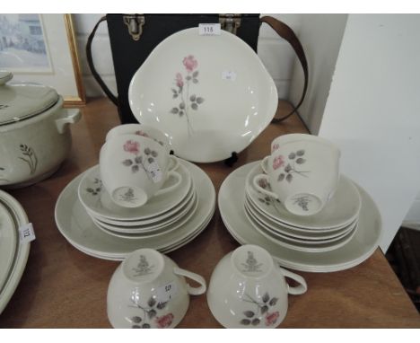 A part tea service by Royal Doulton in the Pillar Rose pattern
