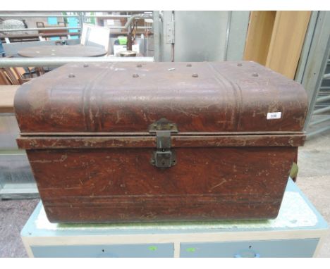A vintage tin trunk