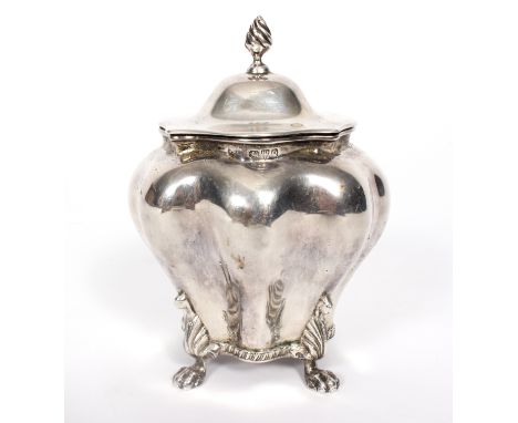 A silver sugar bowl, Chester 1899, of bombé tea caddy form, 13cm high approximately 200gm