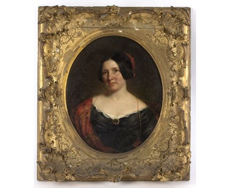 19th Century English School/Portrait of Mrs Elizabeth Pilkington/oval, oil on canvas, 41.5cm x 34cm/Note: Mrs Elizabeth Pilki