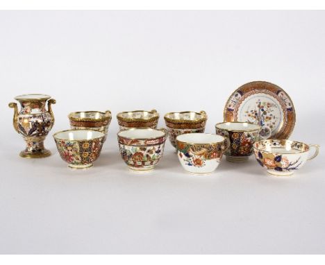A group of Japan pattern tea wares and a Spode vase, circa 1810-30, richly gilt, the vase in pattern 967, 11cm high    Condit