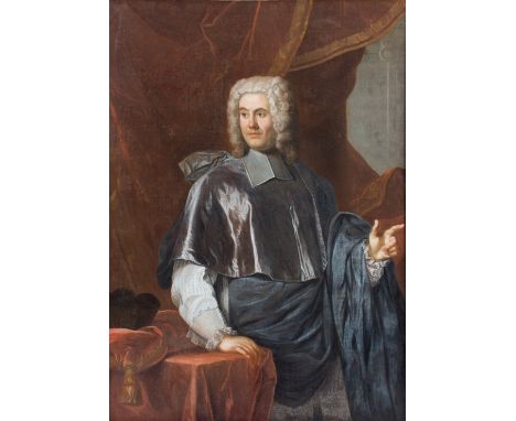 Edmond Plumier (17th Century)/Portrait of a Clergyman/three-quarter length, his hand resting on a table on which his hat sits