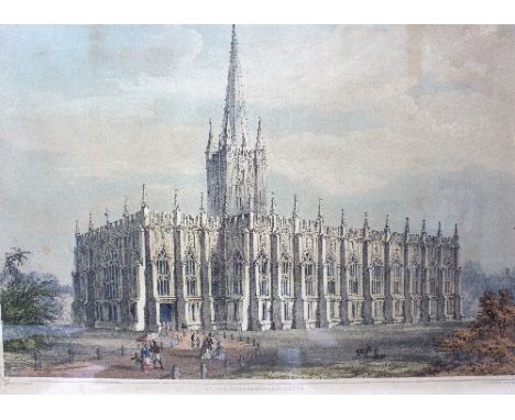 St Paul's Cathedral, Calcutta/coloured engraving/and six other coloured engravings, cathedrals, interiors, etc. Condition Rep
