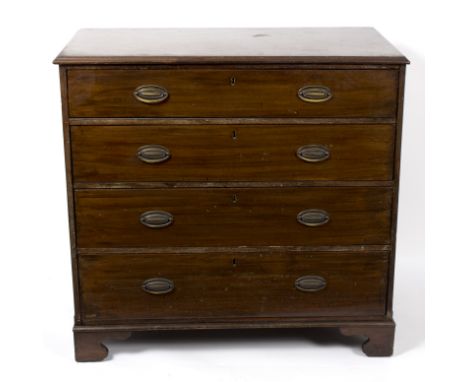 An early 19th Century mahogany chest of four long drawers raised on bracket feet, 109.25cm wide