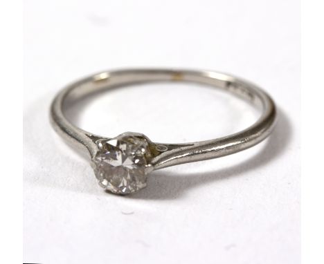 A diamond solitaire ring, measuring approximately 0.33ct set to a platinum band, size K