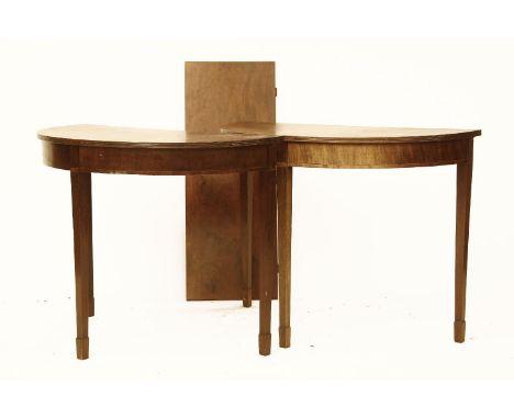 A pair of mahogany console tables or 'D' ends, 103cm wide, with one leaf