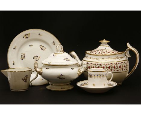 A collection of mixed English tea wares: Derby, Worcester, Flight Barr